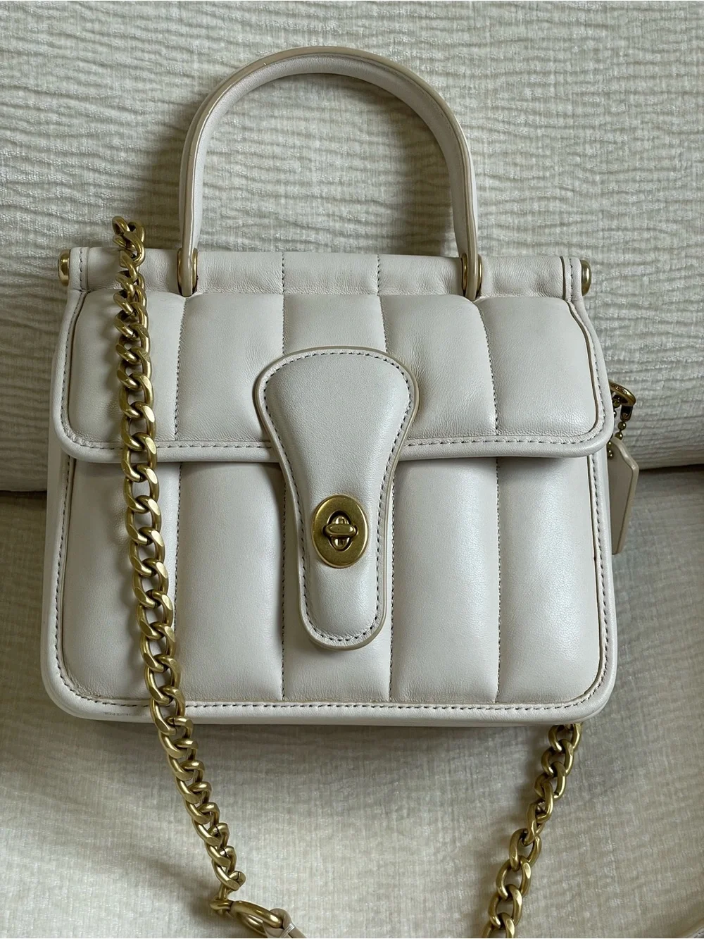 Coach Willis18 Top Handle Turnlock Quilted Crossbody Special Edition Gold Chain